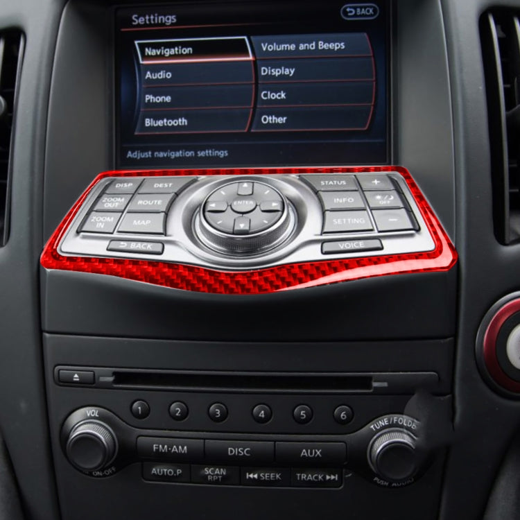 Carbon Fibre Decorative Multimedia Navigation Button Panel for Nissan 370Z/Z34 (2009-) - Universal Fit for Left and Right Drive