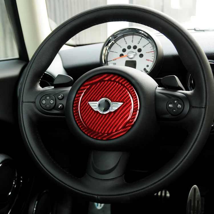 Dual-Function Carbon Fibre Steering Wheel Accent Stickers for BMW Mini R55 R56 Countryman R60 Paceman R61 (2007-2013) - Universal Fit for Left and Right Drive