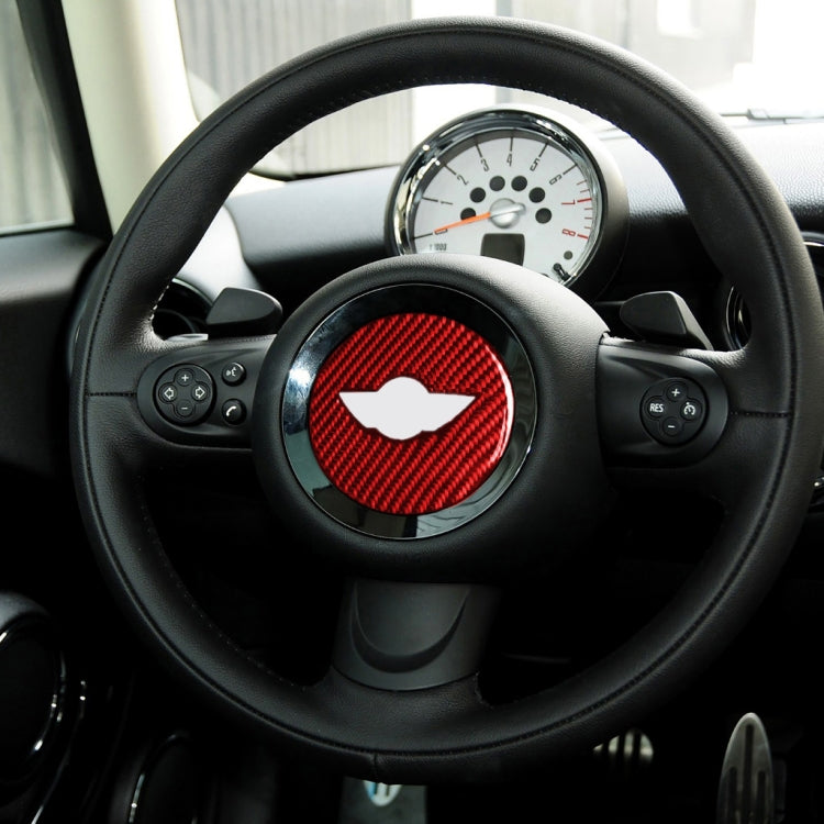 Carbon Fibre Steering Wheel Badge Decor for BMW Mini Models R55 R56 Countryman R60 Paceman R61 (2007-2013) - Universal Fit