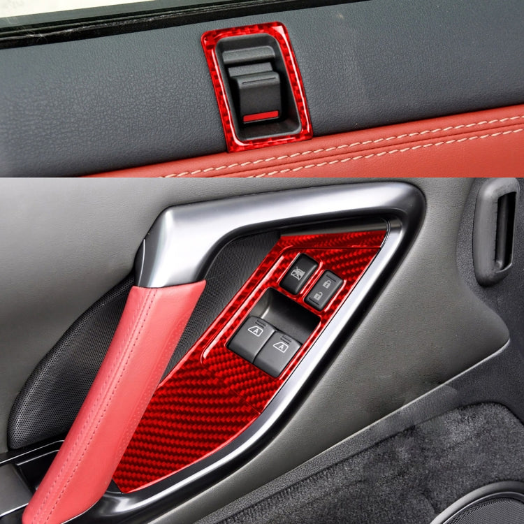 6-Piece Carbon Fibre Door Lock & Window Lift Button Decor for Nissan GTR R35 (2008-2016) - Left-Hand Drive