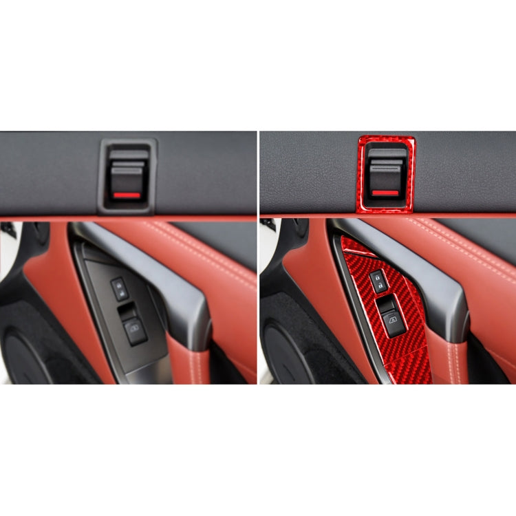 6-Piece Carbon Fibre Door Lock & Window Lift Button Decor for Nissan GTR R35 (2008-2016) - Left-Hand Drive