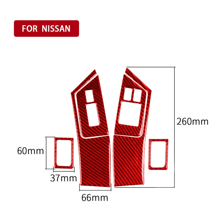 6-Piece Carbon Fibre Window Lift Button and Door Lock Decor for Nissan GTR R35 (2008-2016) - Right-Hand Drive