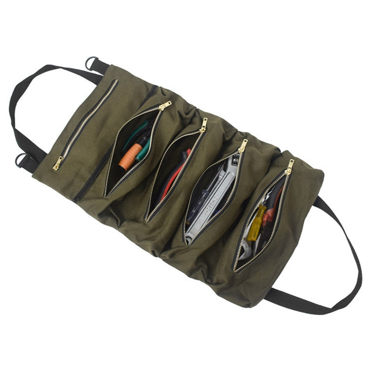 Versatile Canvas Car Organiser Bag with Multiple Pockets - Portable Tool Storage Solution