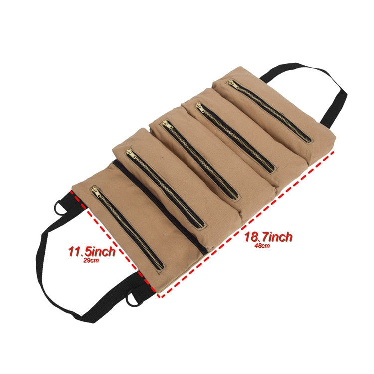 Versatile Canvas Car Organiser Bag with Multiple Pockets - Portable Tool Storage Solution