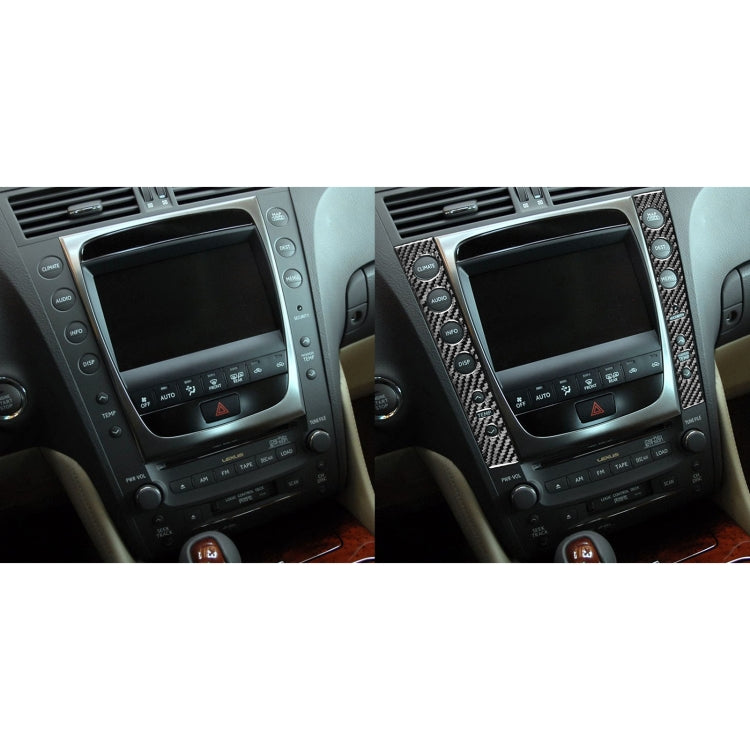 2-Piece Carbon Fibre Interior Trim Sticker Set for Lexus GS 2006-2011 Central Control Panel - Universal Fit for Left & Right Drive