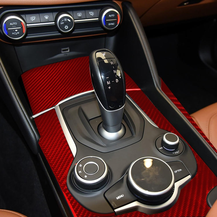 Sleek Carbon Fibre Gearbox Panel Decals for Alfa Romeo Giulia (2017-2019) - Set of 3 for Left-Hand Drive