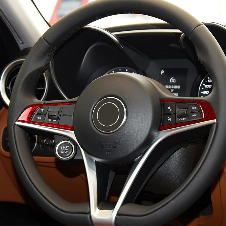 Carbon Fibre Steering Wheel Button Panel Stickers - 2 PCS Set for Alfa Romeo Giulia (2017-2019)