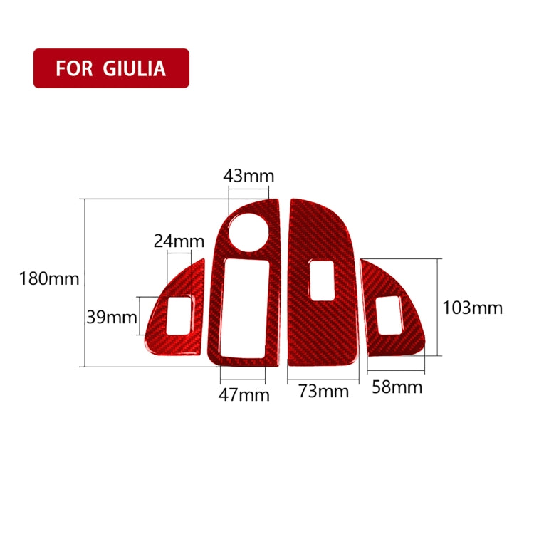 Set of 4 Carbon Fibre Decorative Stickers for Alfa Romeo Giulia 2017-2019 Window Buttons, Right-Hand Drive
