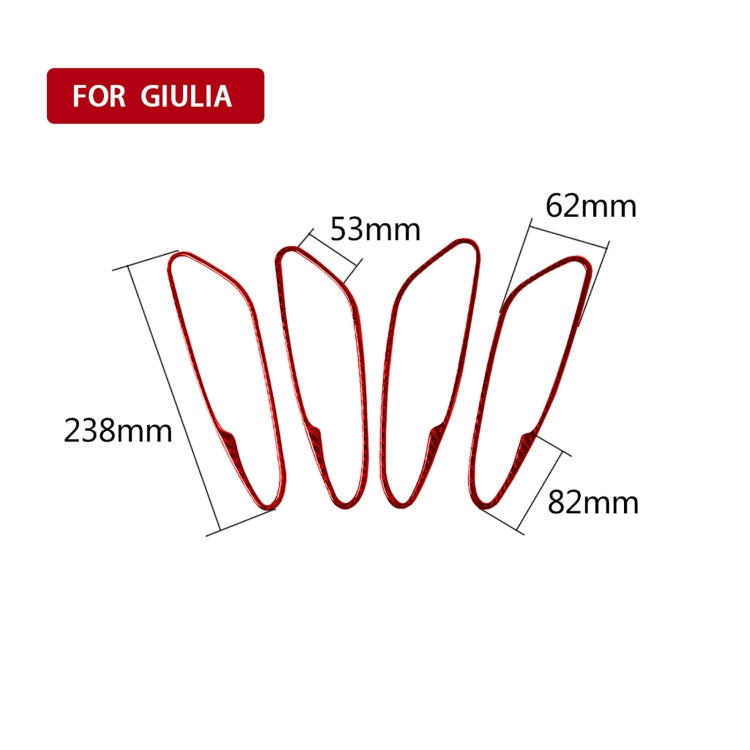 4-Piece Carbon Fibre Car Inner Door Handle Frame Trim for Alfa Romeo Giulia 2017-2019, Universal Left and Right Drive