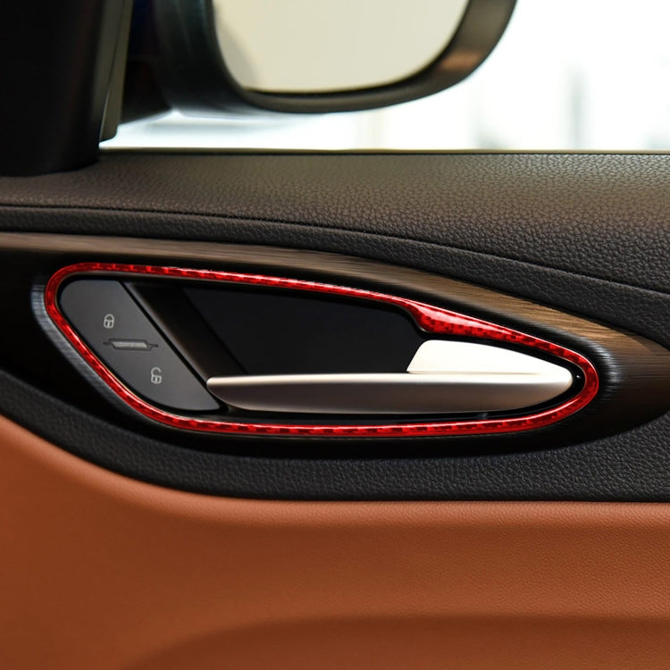 4-Piece Carbon Fibre Car Inner Door Handle Frame Trim for Alfa Romeo Giulia 2017-2019, Universal Left and Right Drive