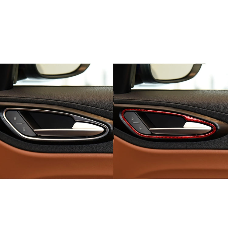 4-Piece Carbon Fibre Car Inner Door Handle Frame Trim for Alfa Romeo Giulia 2017-2019, Universal Left and Right Drive