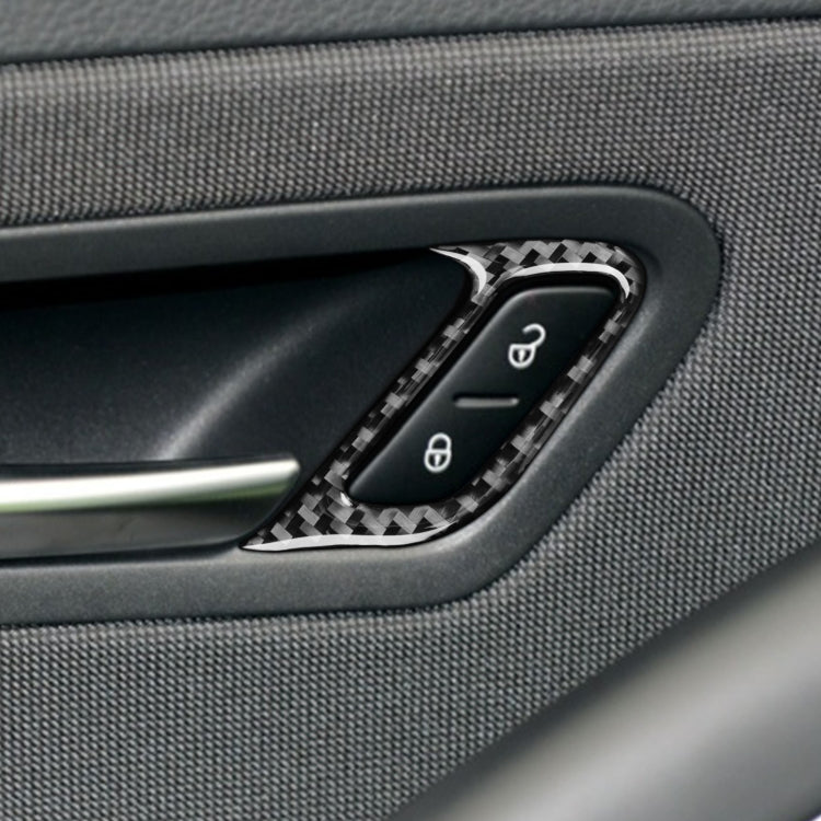 Carbon Fibre Door Lock Frame Decorative Stickers - 2 Piece Set for Volkswagen Scirocco (2009-2016) Left-Hand Drive