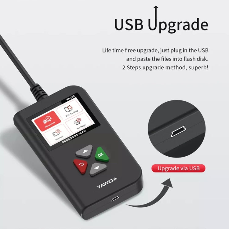 YA206 Car Code Reader OBD2 Fault Detector Diagnostic Tool