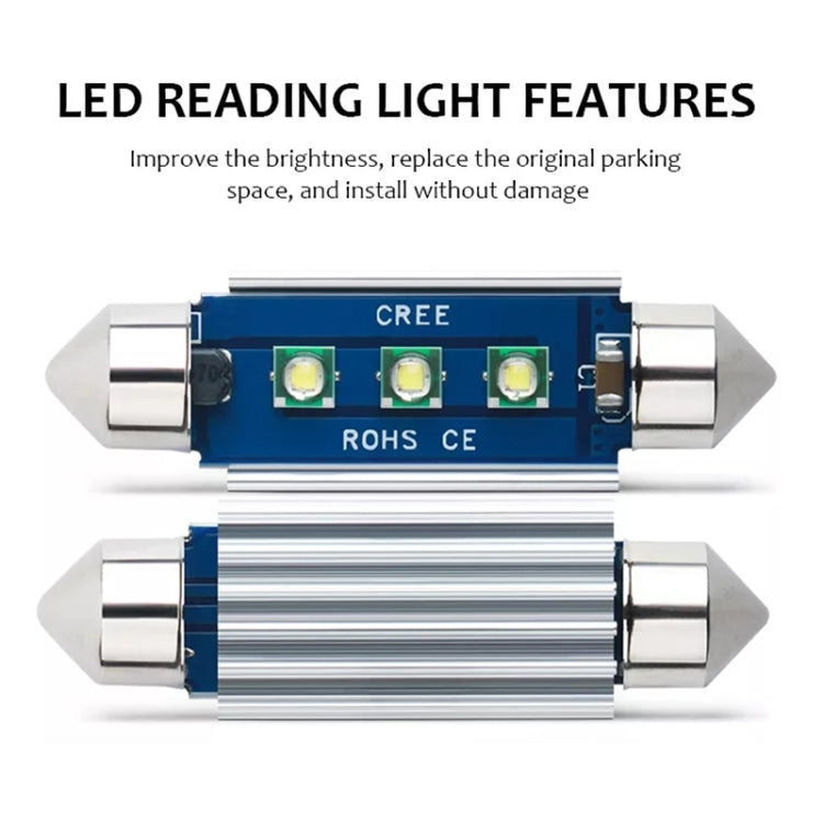 2pcs 39mm IC12V /  2.76W / 0.23A / 300LM 3LEDs SMD Car Reading Lamp Dome Light
