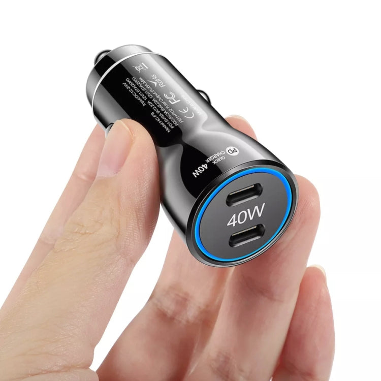 40W Dual PD Car 2 in 1 Fast Charger Car Cigarette Lighter