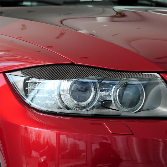 1 Pairs Carbon Fiber Car Lamp Eyebrow Decorative Sticker for BMW E90 / 318i / 320i / 325i 2005-2008, Drop Glue Version, Lamp Eyebrow Drop Glue Version