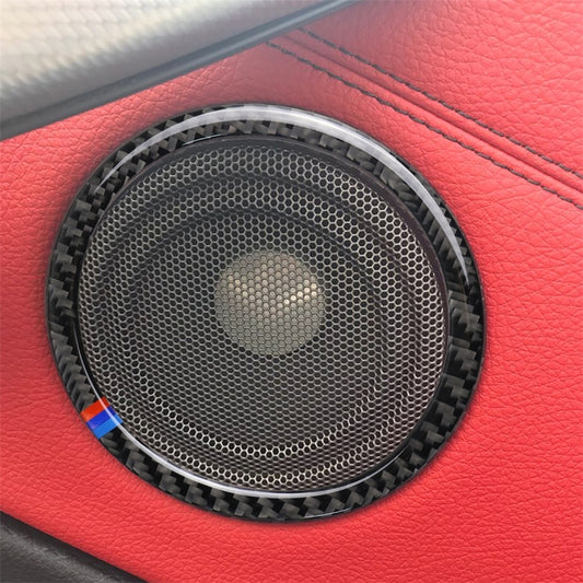 4 Piece Carbon Fibre Car Horn Ring Decorative Stickers for BMW F30 2013-2018 / F34 2013-2017