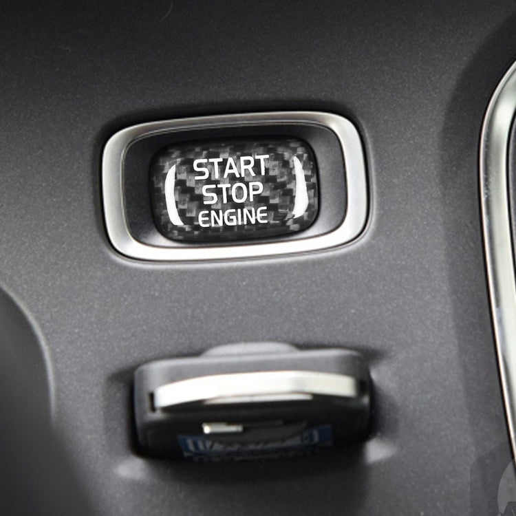 Carbon Fibre Engine Start Button Cover Trim for Volvo V40 (2013-2019) - Enhance Your Interior Style!