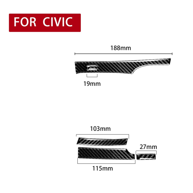Carbon Fibre 5-in-1 Automotive Gear Trim for Honda Civic 8th Gen (2006-2011) - Right Drive