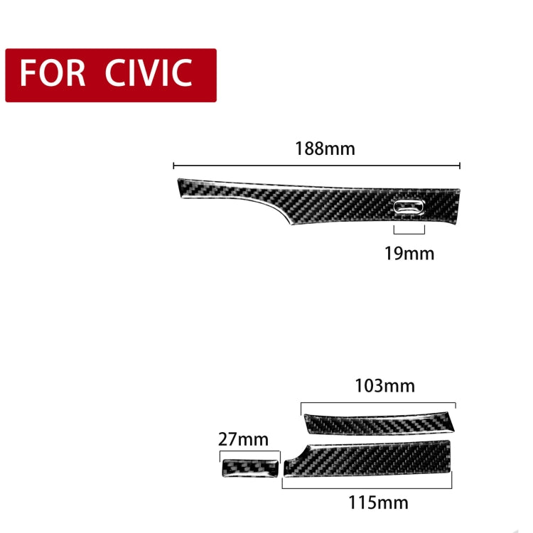 5-in-1 Carbon Fibre Automatic Gear Trim Sticker for Honda Civic 8th Gen (2006-2011) - Left Drive Enhancement