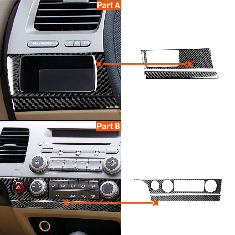 Carbon Fibre 4-in-1 Decorative Air Conditioning and Headlight Switch Panel Stickers for Honda Civic 8th Gen (2006-2011) - Left Drive