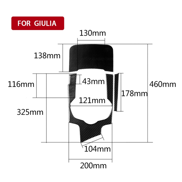 Carbon Fibre 3-in-1 Gear Frame Panel Decor Sticker for Alfa Romeo Giulia (2017-2019) - Left Hand Drive