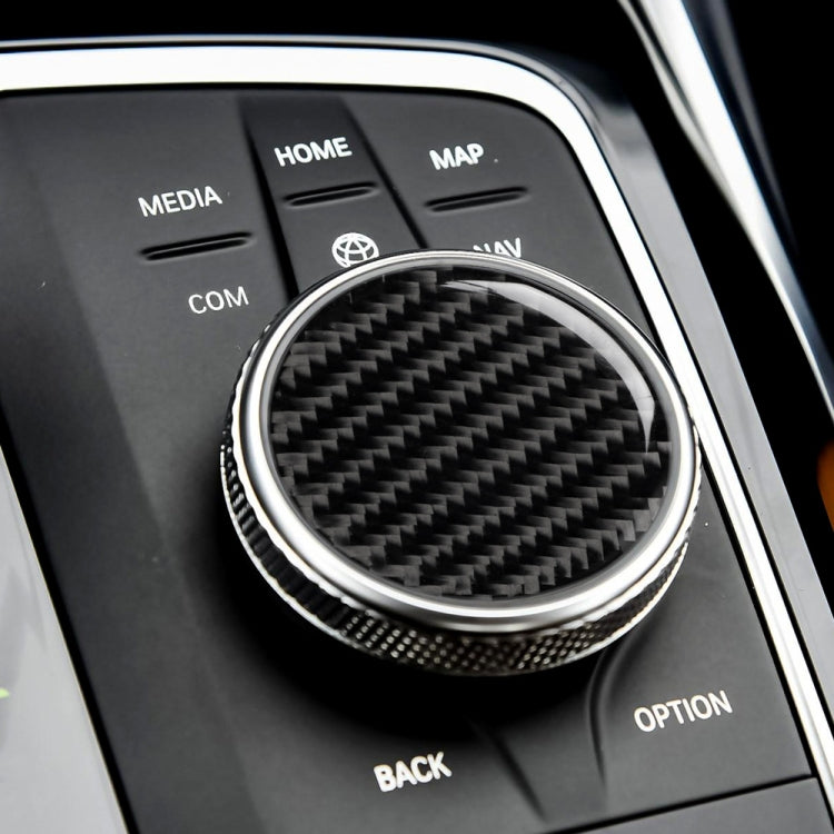 Carbon Fibre Multimedia Control Knob Decorative Sticker for BMW 3 Series G20/G28/325Li/330d/335 (2019-2020) – Universal Fit for Left and Right Drive