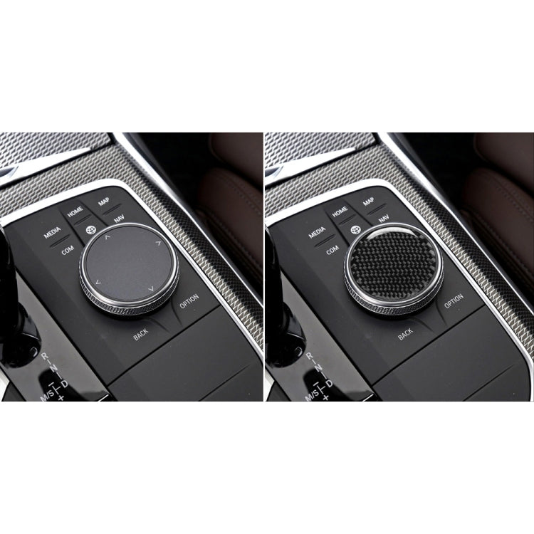 Carbon Fibre Multimedia Control Knob Decorative Sticker for BMW 3 Series G20/G28/325Li/330d/335 (2019-2020) – Universal Fit for Left and Right Drive