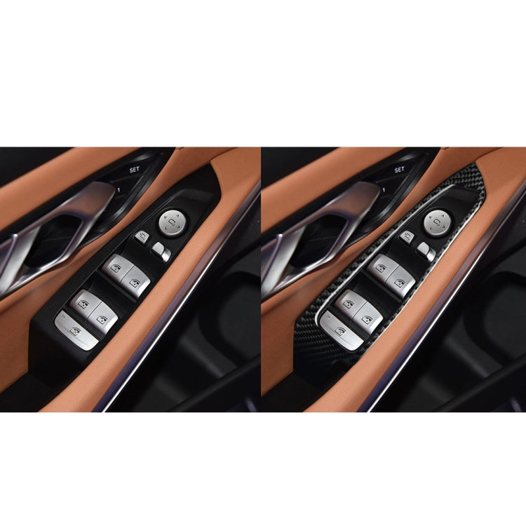 Carbon Fibre Window Lift Sticker Set for BMW 3 Series G20/G28/325Li/330d/335 (2019-2020) - 4-Piece Universal Fit for Left and Right Drive
