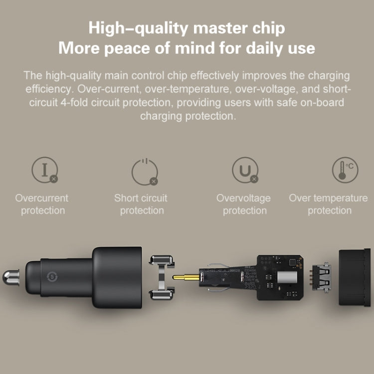 Original Xiaomi CC07ZM 100W Dual Ports USB + USB-C / Type-C Car Charger Fast Charging Version 1A1C