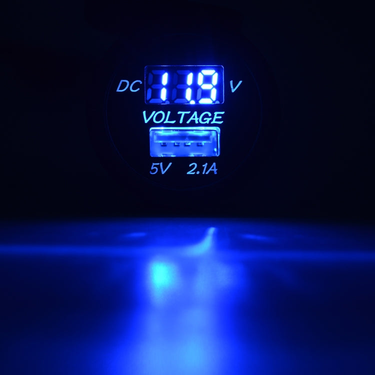 Universal Car Single Port USB Charger Power Outlet Adapter 2.1A 5V IP66 with LED Digital Voltmeter + 60cm Cable, 2.1A + 60cm Cable(Blue Light), 2.1A + 60cm Cable, 2.1A + 60cm Cable(Red Light)