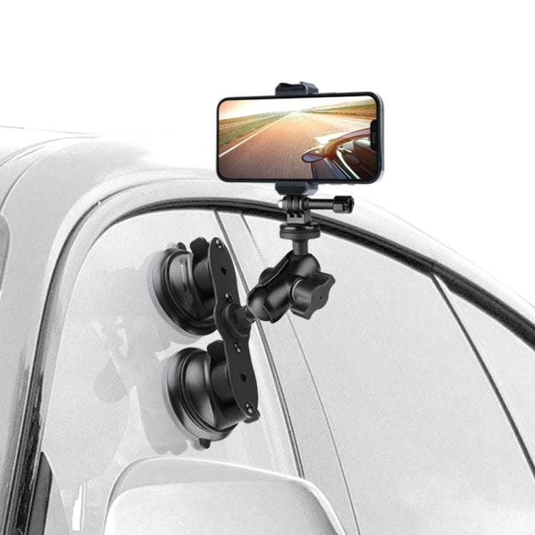 Versatile Suction Cup Phone Mount with Tripod Adapter, Steel Safety Tether & Secure Buckle