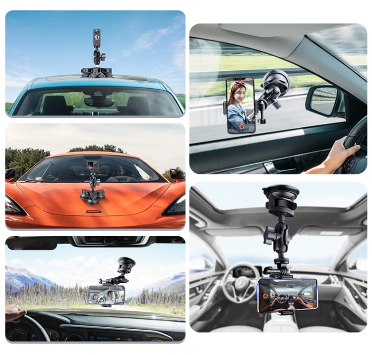 Versatile Suction Cup Phone Mount with Tripod Adapter, Steel Safety Tether & Secure Buckle