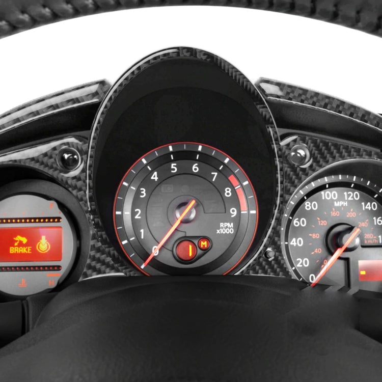 5-in-1 Carbon Fibre Speed Dashboard Decor Stickers for Nissan 370Z Z34 (2009 Onwards) - Universal Fit for Left and Right Drive