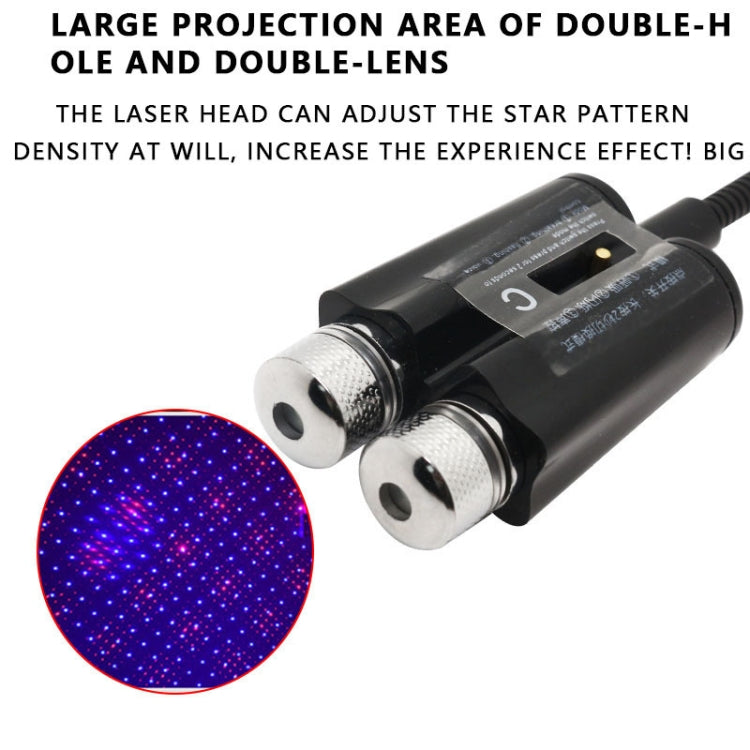 Car Two-color USB Star Dome Light Atmosphere Laser Projection Decorative Light, Voice Control Version
