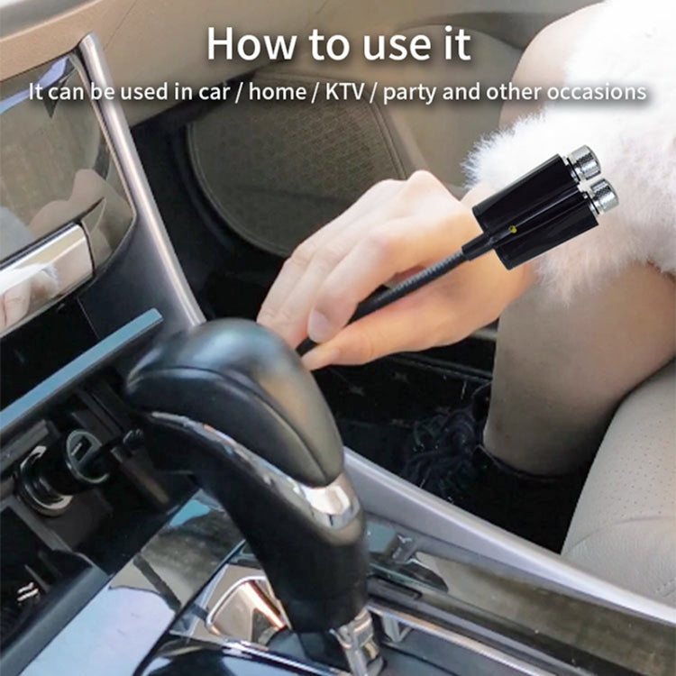 Car Two-color USB Star Dome Light Atmosphere Laser Projection Decorative Light, Voice Control Version