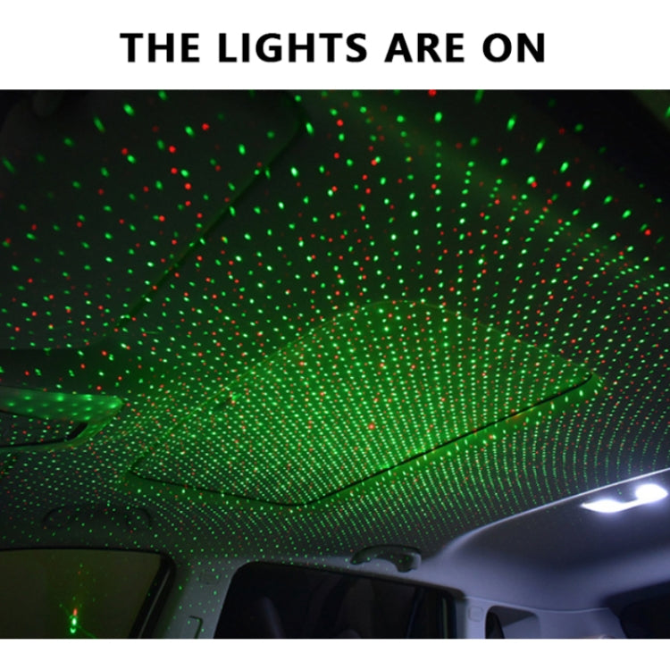 Car Two-color USB Star Dome Light Atmosphere Laser Projection Decorative Light, Voice Control Version