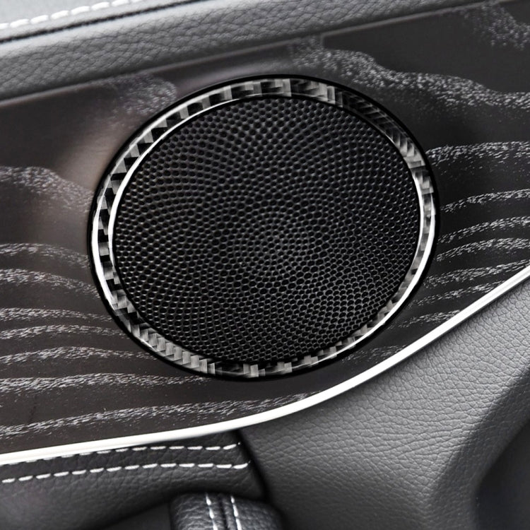 Carbon Fibre Door Horn Ring Decorative Sticker for Mercedes-Benz C Class W205 C180 C200 C300 GLC - Universal Fit for Left and Right Drive