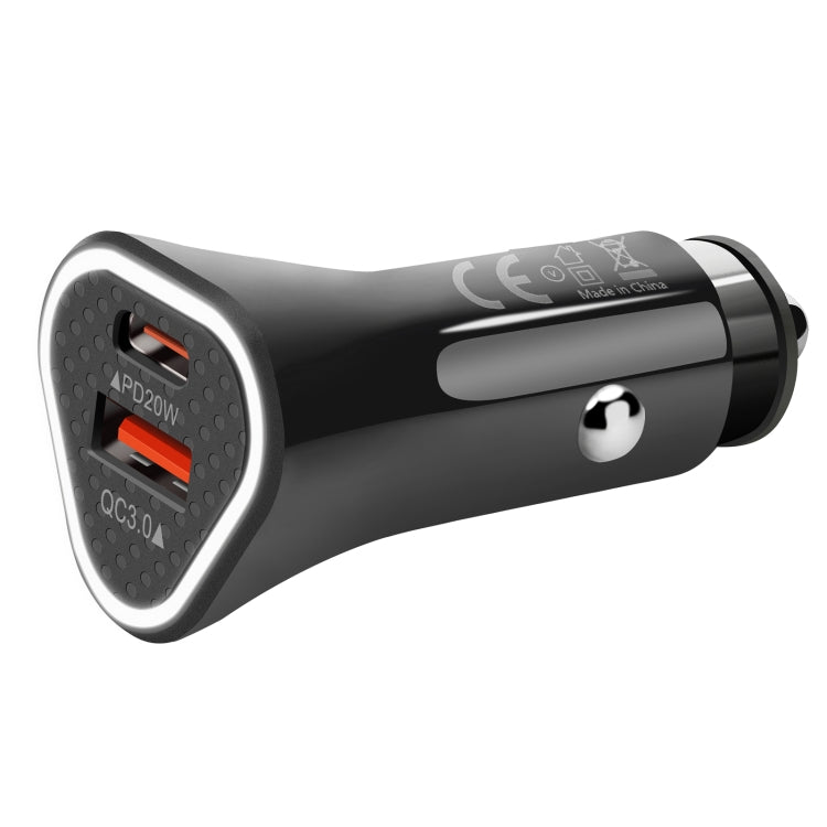 YSY-313PD20W QC3.0 USB + PD 20W USB-C / Type-C Triangle Dual Ports Fast Charging Car Charger, Car Charger