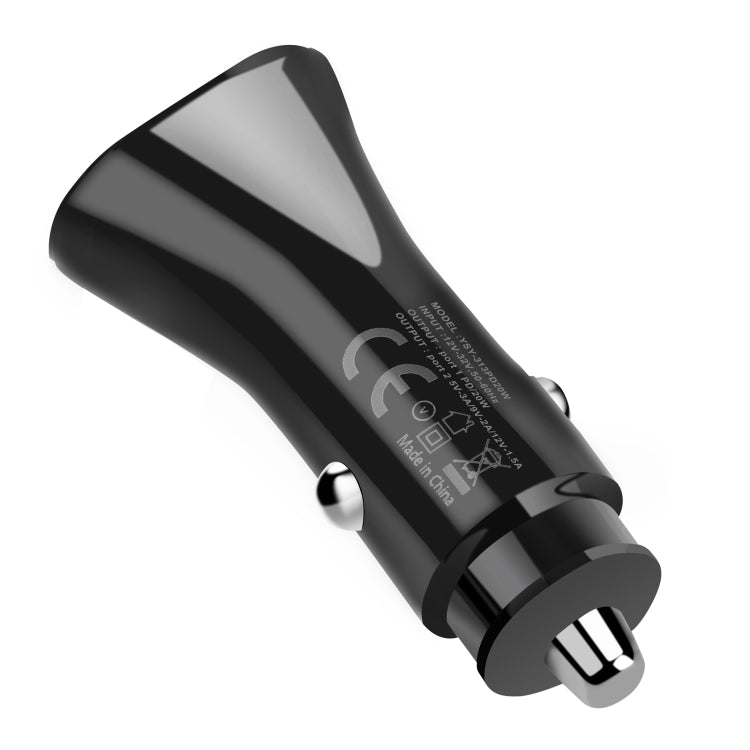 YSY-313PD20W QC3.0 USB + PD 20W USB-C / Type-C Triangle Dual Ports Fast Charging Car Charger, Car Charger