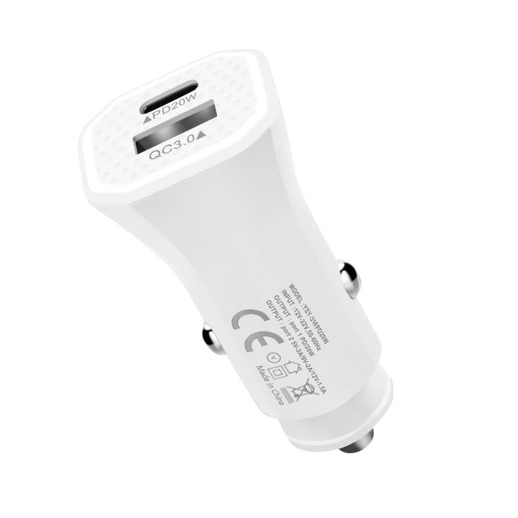 YSY-316PD20W QC3.0 USB + PD 20W USB-C / Type-C Polygon Dual Ports Fast Charging Car Charger, Car Charger