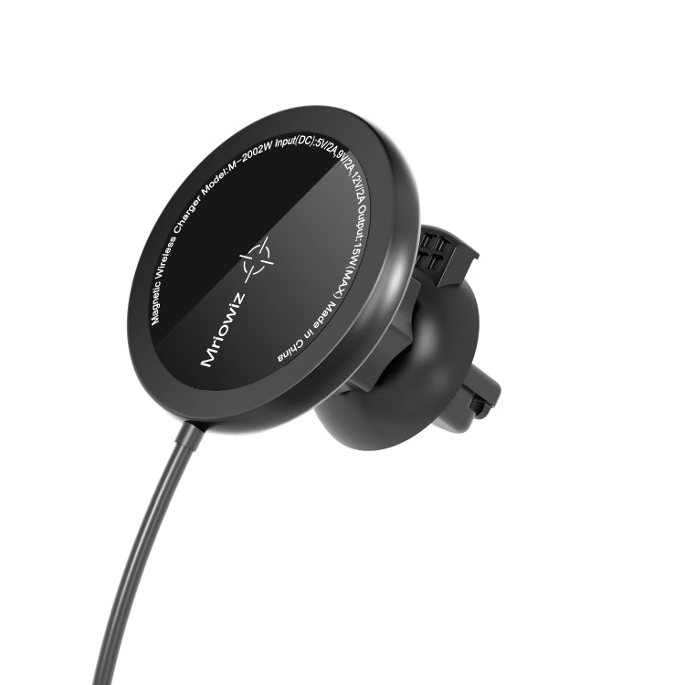 Mriowiz M-2002W 15W 360° Rotating MagSafe Magnetic Wireless Car Charger for iPhone 12 Series with USB & USB-C Cable (1m)