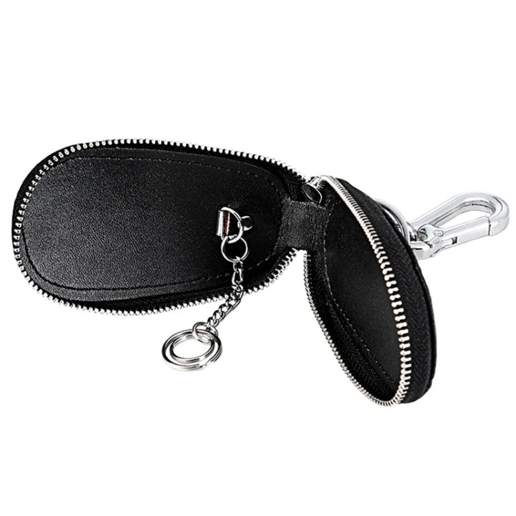 Crocodile-Patterned Premium Cowhide Key Pouch with Zippered Closure