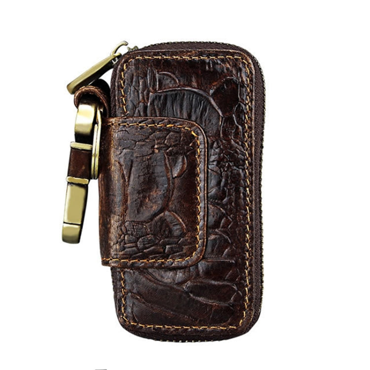 Vintage Cowhide Zippered Waist Bag with Retro Textures