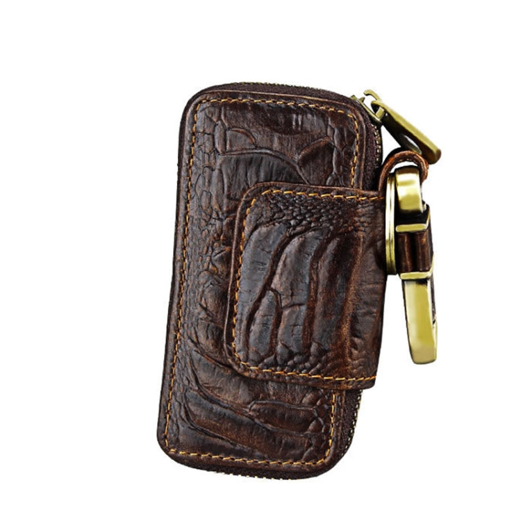 Vintage Cowhide Zippered Waist Bag with Retro Textures