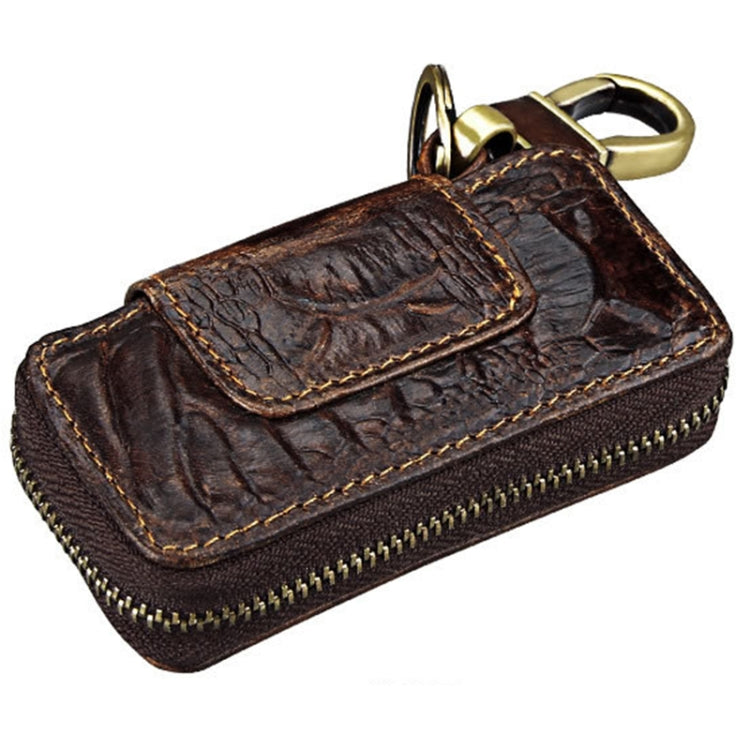 Vintage Cowhide Zippered Waist Bag with Retro Textures