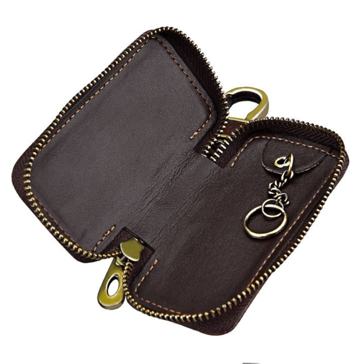 Vintage Cowhide Zippered Waist Bag with Retro Textures