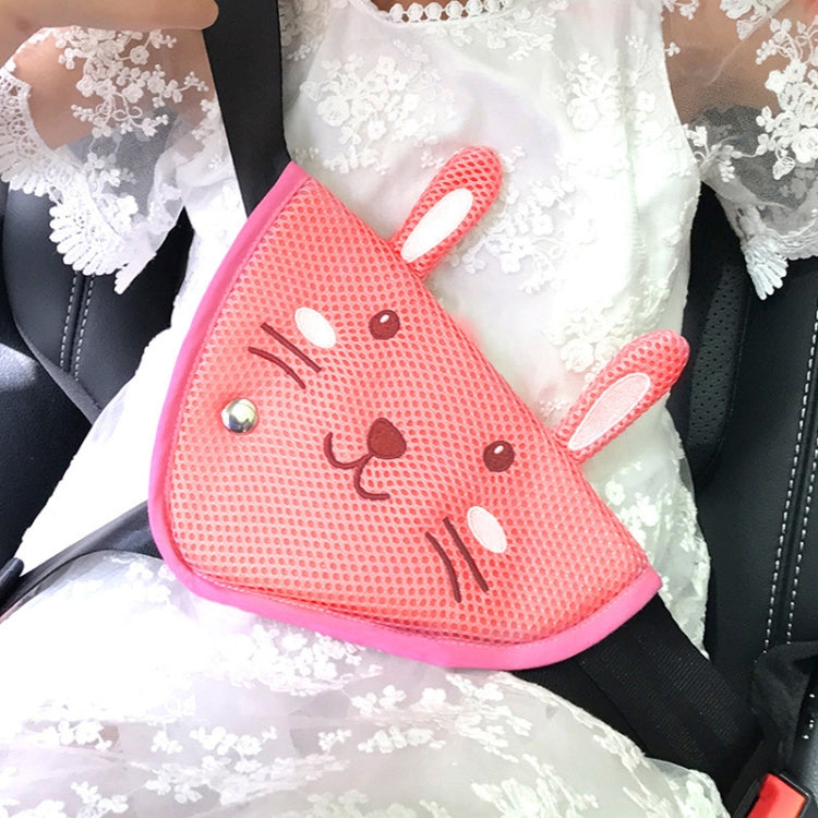 Car Child Seat Belt Adjusting and Fixing Device Buttons Seat Belt Anti-strangulation Shoulder Cover, Cotton Fabric Pink Stripes, Cotton Fabric Green Stripes, Mesh Fabric Rabbit, Mesh Fabric Fox, Mesh Fabric Lion, Mesh Fabric Polar Bear