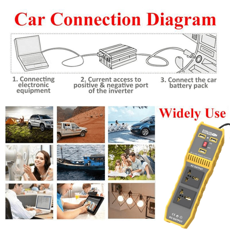 12V to 110V 300W Car Power Inverter with Three USB