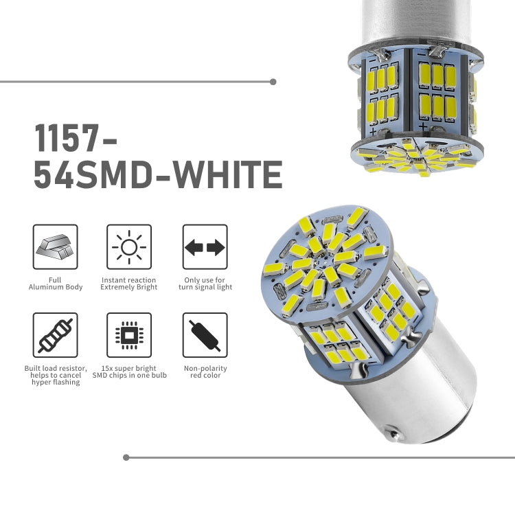 1 Pair E0052 9-14V 1157-54SMD-2835 6000K 1080LM White Light Car Decoding Brake Driving Light